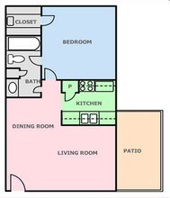 One Bed / One Bath 2205 floor plan